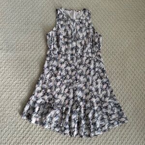 Rebecca Taylor 100% Silk Shift Dress White/Pink/Black Size 10 Cocktail Party